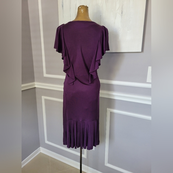 Banana Republic Plum ruffle trim straight pencil dress size 4 - Picture 4 of 6